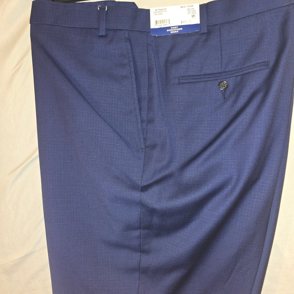Hart Schaffner Marx Dress Pants 46R Mens Blue Wool New York Fit Z050PN0Y0103